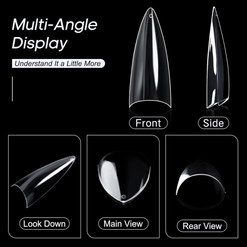 ranrose 120PCS Short Nail Tips,Short Soft Gel Stiletto Nail Tips Half Cover False Nail Almond Shape Point Acrylic Sharp Artificial False Nail For DIY - Image 4